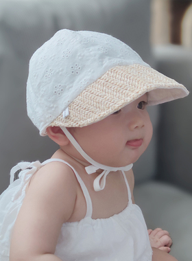 婴儿帽子儿童遮阳帽春夏薄款防紫外线宝宝防晒鸭舌帽大帽檐棒球帽