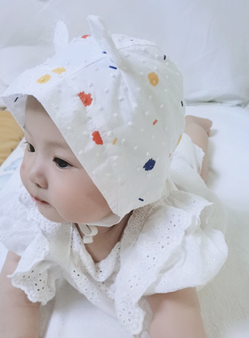 初生婴儿帽子春秋薄款女宝宝新生婴幼儿可爱超萌护囟门胎帽遮阳帽
