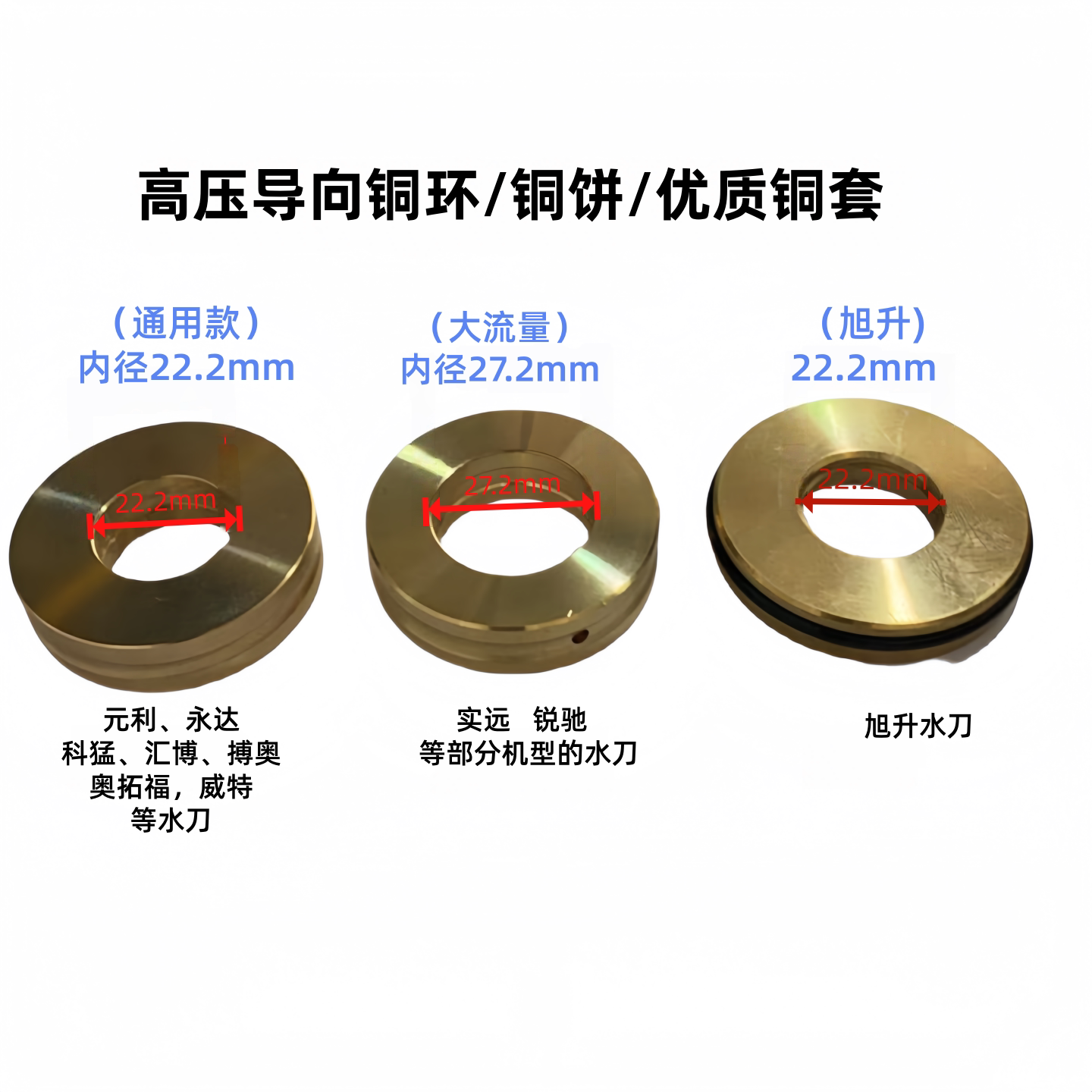 水刀配件高压缸挡圈铜饼铜环导向铜密封组定位圈27mm铜饼增压器