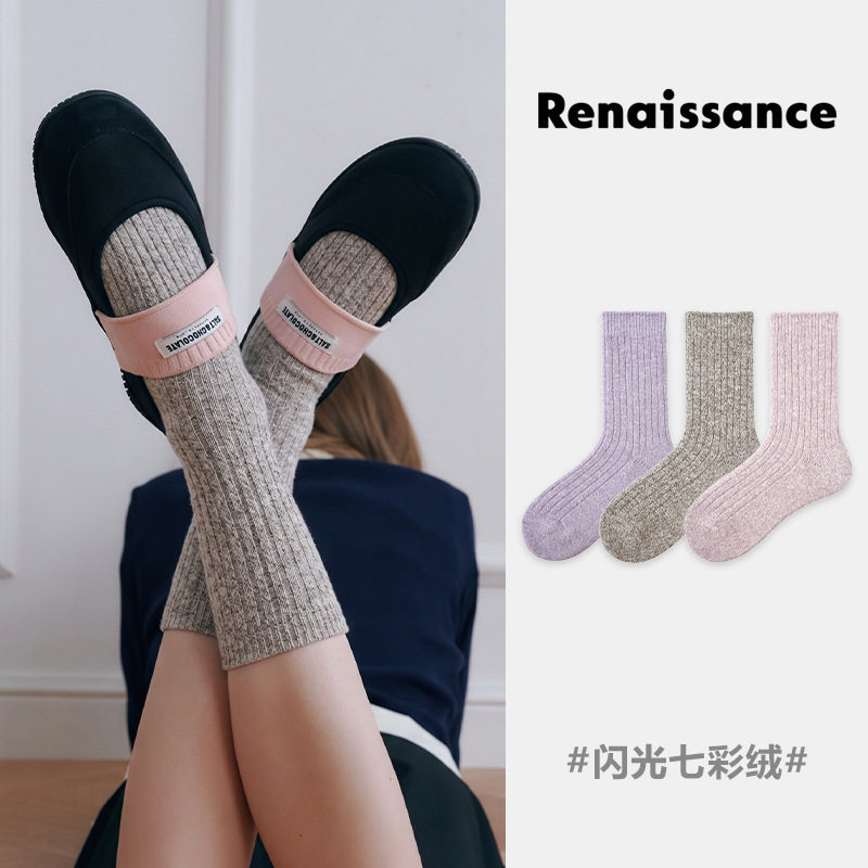秋冬金银丝亮丝堆堆中筒女袜