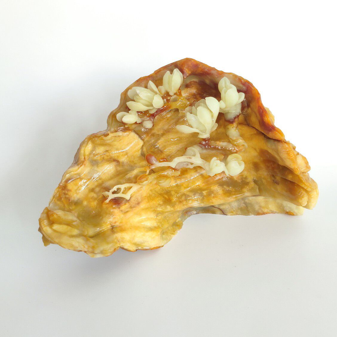 精品岫玉花玉石包玉摆件玉兰花富贵吉祥天然玉石俏色一体玉器玉雕