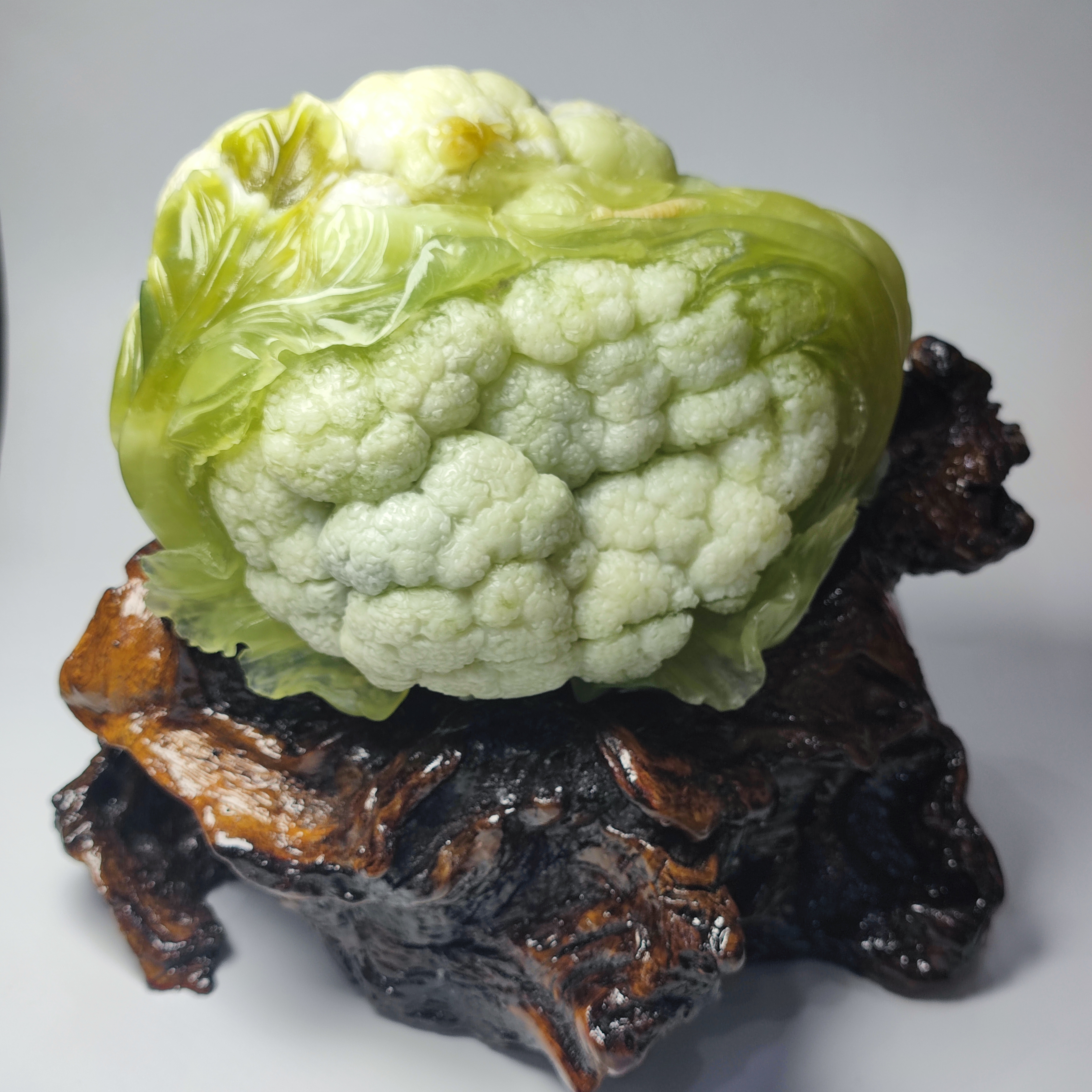 精品收藏岫岩玉花菜摆件富足美满财源滚滚四大名玉岫玉摆件