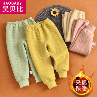 加厚长裤 男女童三层夹棉保暖裤 棉裤 子薄棉内穿线裤 宝宝可开档裤