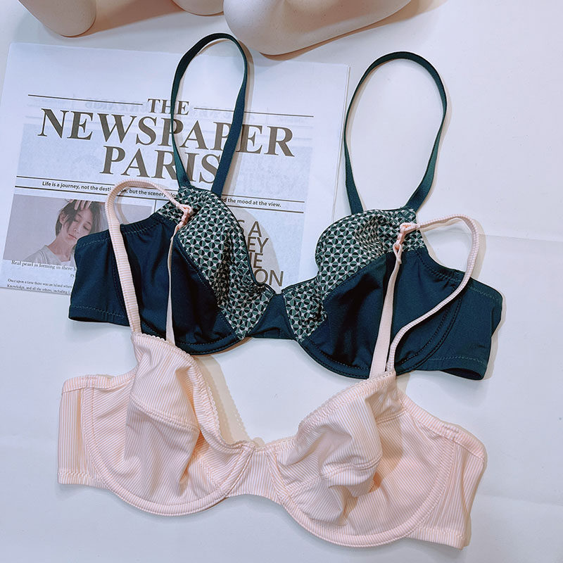 显胸小法式钢圈超薄美背挂脖内衣