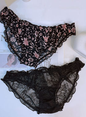内裤女低腰三角裤荷叶边大包臀性感纯欲半透明女生可爱大码