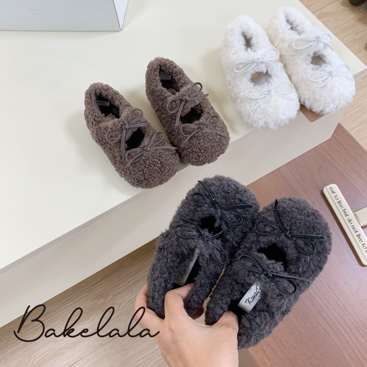 韩版加绒加绒儿童毛毛鞋外穿