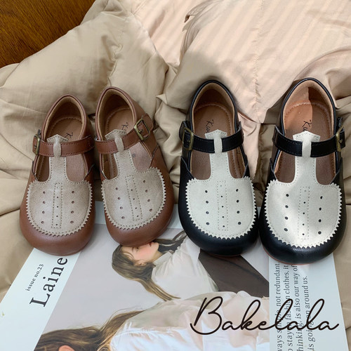 复古软底小皮鞋森系宝宝圆头单鞋