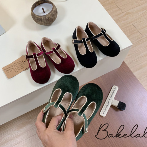 2025秋季新款丁字小皮鞋女童