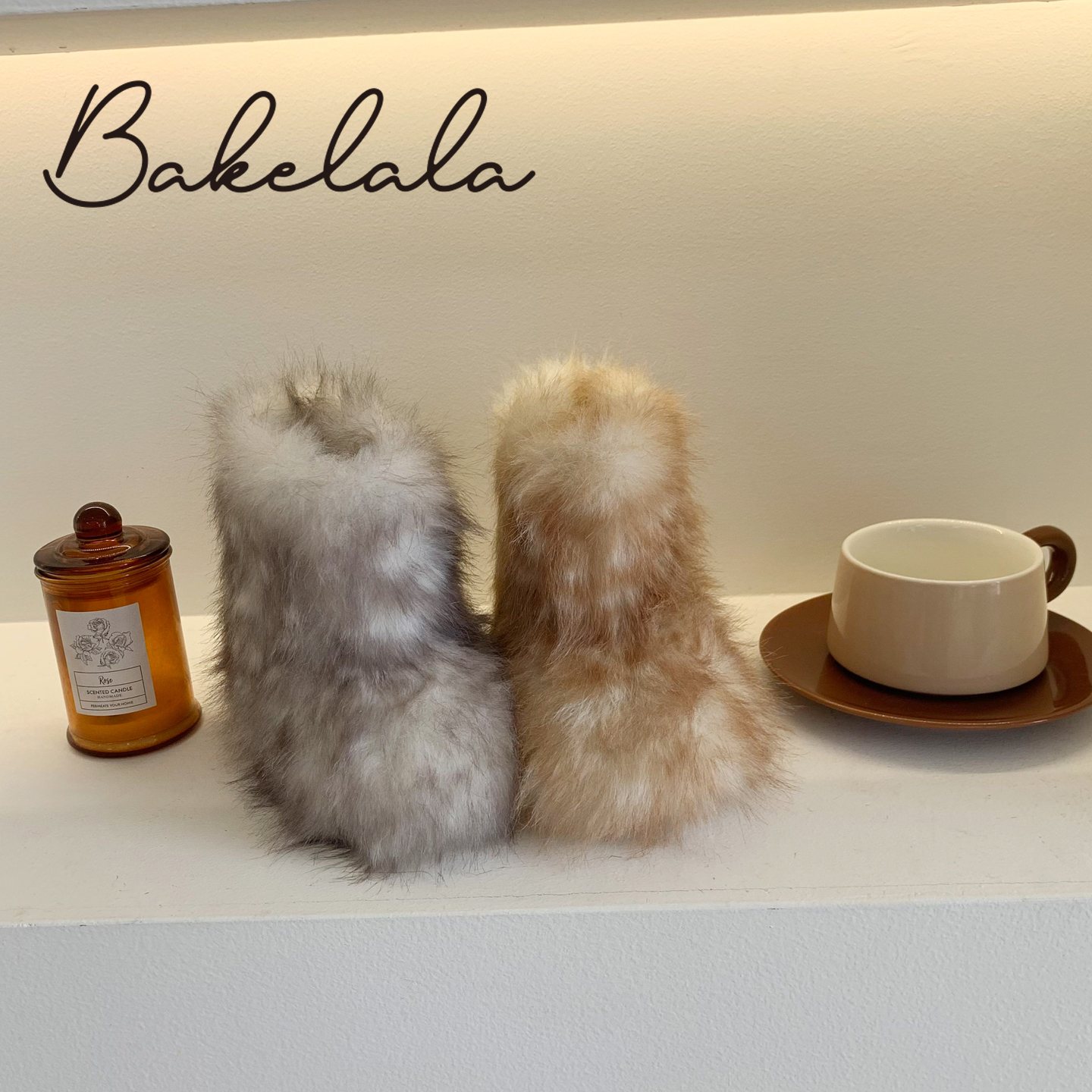 可爱毛毛靴保暖一脚蹬中筒短靴