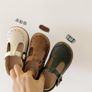 女童皮鞋春秋冬款巴洛克软皮软底公主鞋文艺森系宽头小众玛丽珍鞋