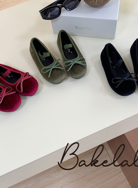 韩国春秋新款软底洋气百搭丝绒公主鞋松紧带蝴蝶结国风红色旗袍鞋