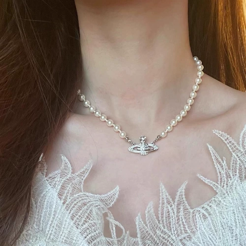 Ожерелье из жемчуга, аксессуар, цепочка до ключиц, легкий роскошный стиль