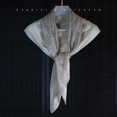 Gabriel's daydream 阿拉善白山羊绒 春夏法式花型款 山羊绒围巾