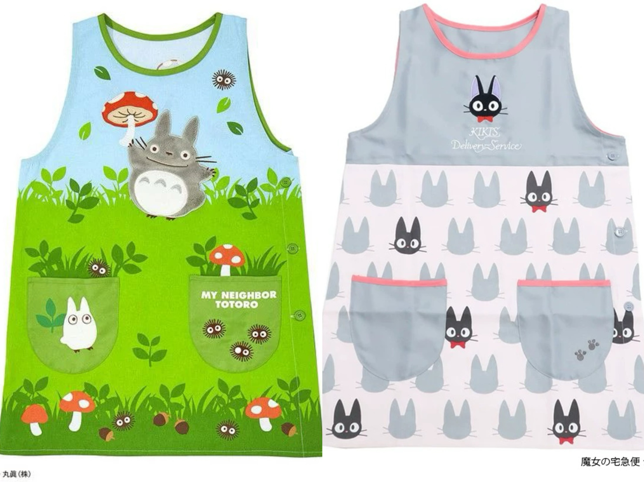 日本原单宫崎骏龙猫黑猫刺绣背心款成人款罩衣围裙