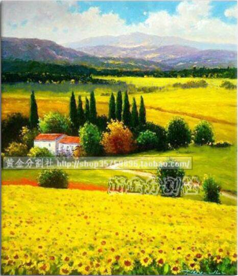 黄金分割社 大芬纯手绘油画 欧式装饰画 印象田园风景 向日葵花田