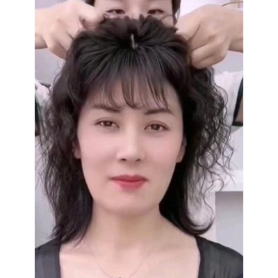 真人发瑞士网羊毛卷补发片遮头顶鬓角大面积白发补发块新款真