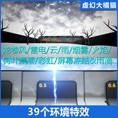 UE4UE5 Essential Niagara Environmental VFX雨雷电落叶环境特效