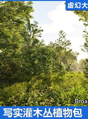 UE5.4+ Realistic Shrubs 写实灌木丛植物模型森林场景带风动影视