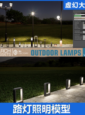 UE4UE5 HQ Outdoor Lamps Vol. 1现代道路灯照明灯光模型建筑园艺