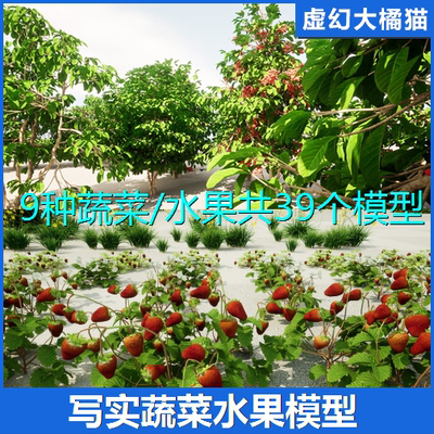 UE4UE5 plant Fruits and vegetables田园种植物水果蔬菜模型草莓
