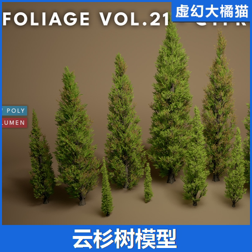 虚幻UE5 Foliage VOL.21 - Cypress Trees 云杉树植物模型 3D素材