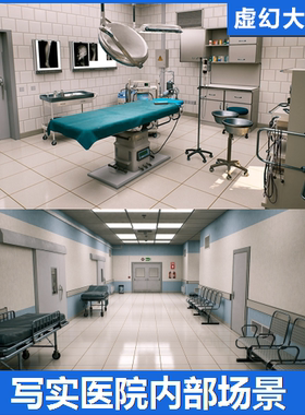 UE5虚幻4 Hospital environment MODULAR 医院手术室走廊内部场景