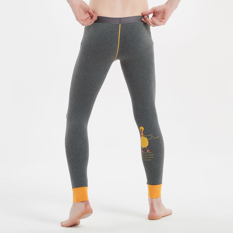 男生薄款低腰打底秋裤 棉质透气时尚青年保暖紧身小鸭卡通U凸立体