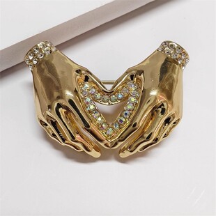 创意个性双手比心胸针原创小众手势简约优雅复古毛衣大衣配饰饰品