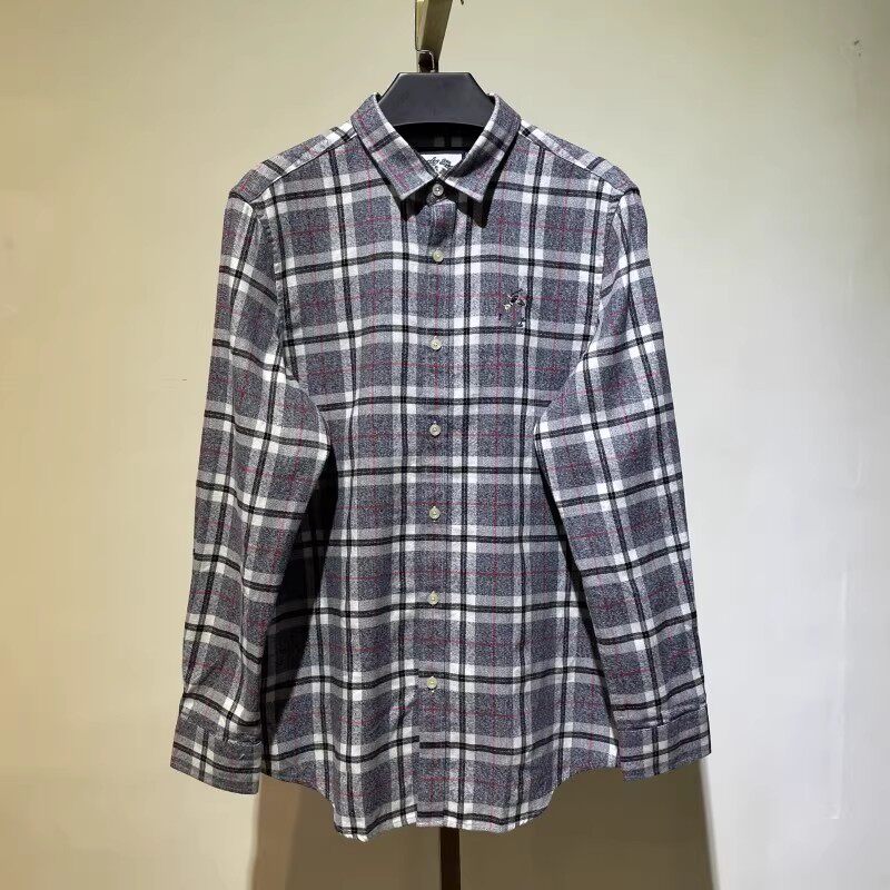 AC01衬衫男士长袖中青年棉磨毛格子衬衣男式商务休闲春秋季