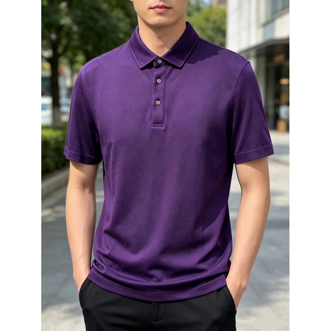 AD414桑C丝男士短袖T恤夏季翻领商务休闲中青年透气凉爽上衣 165