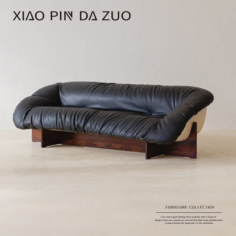 小品大作侘寂风超纤海绵中古沙发