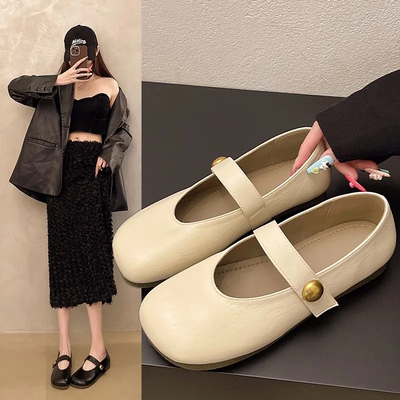 法式小众玛丽珍鞋单鞋春秋新款女鞋百搭乐福鞋复古小皮鞋韩版平底
