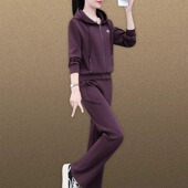 女春秋2026新款 套装 休闲两件套跑步服 连帽减龄运动卫衣阔腿裤 时尚
