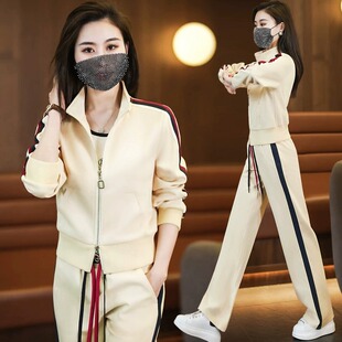 时尚 收腰欧货棉卫衣洋气春秋跑步服休闲两件套 女2026新款 运动套装