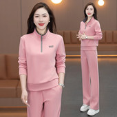 新款 女春季 半拉链卫衣宽松透气两件套显瘦休闲 运动套装 时尚