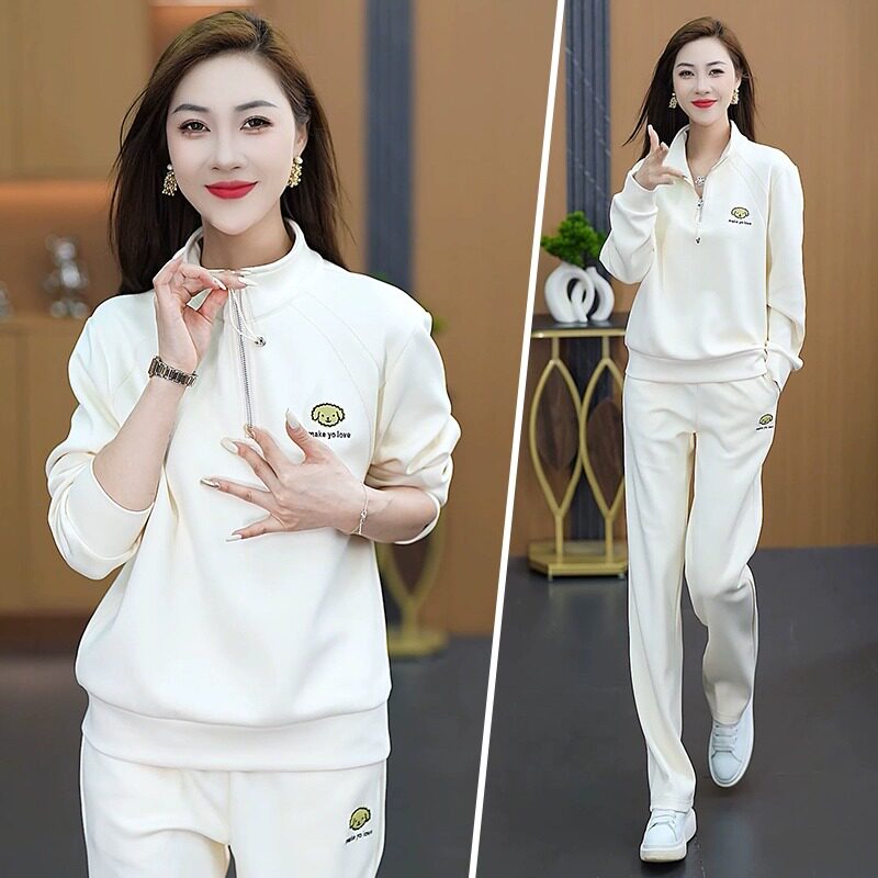 休闲运动套装女2025年新款春秋时尚洋气时髦简约大气中年妈妈套装