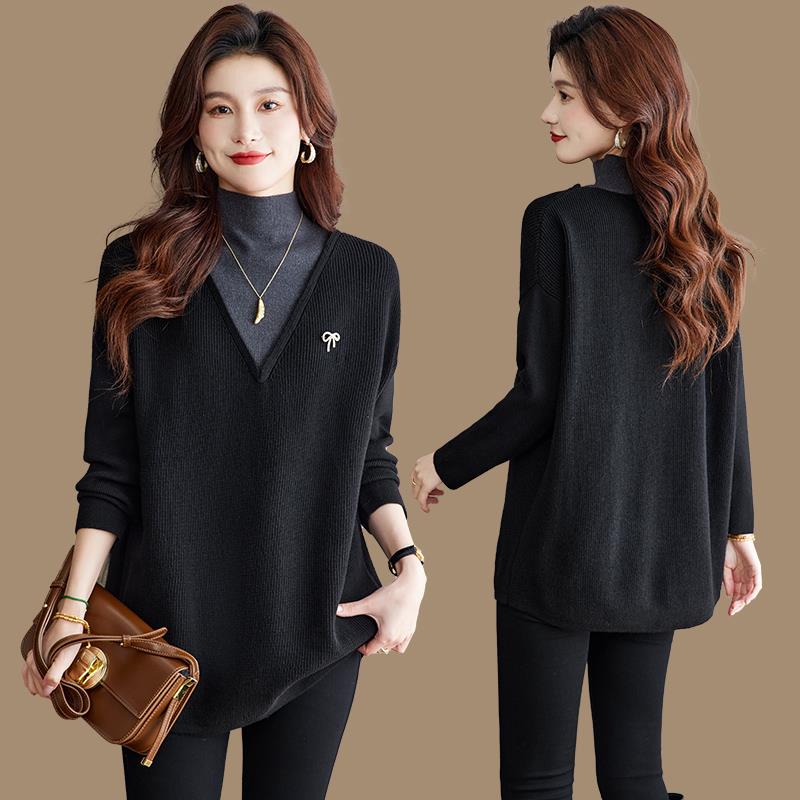 毛衣女秋冬季加厚羊毛衫中长款遮屁股洋气高档宽松大码显瘦打底衫