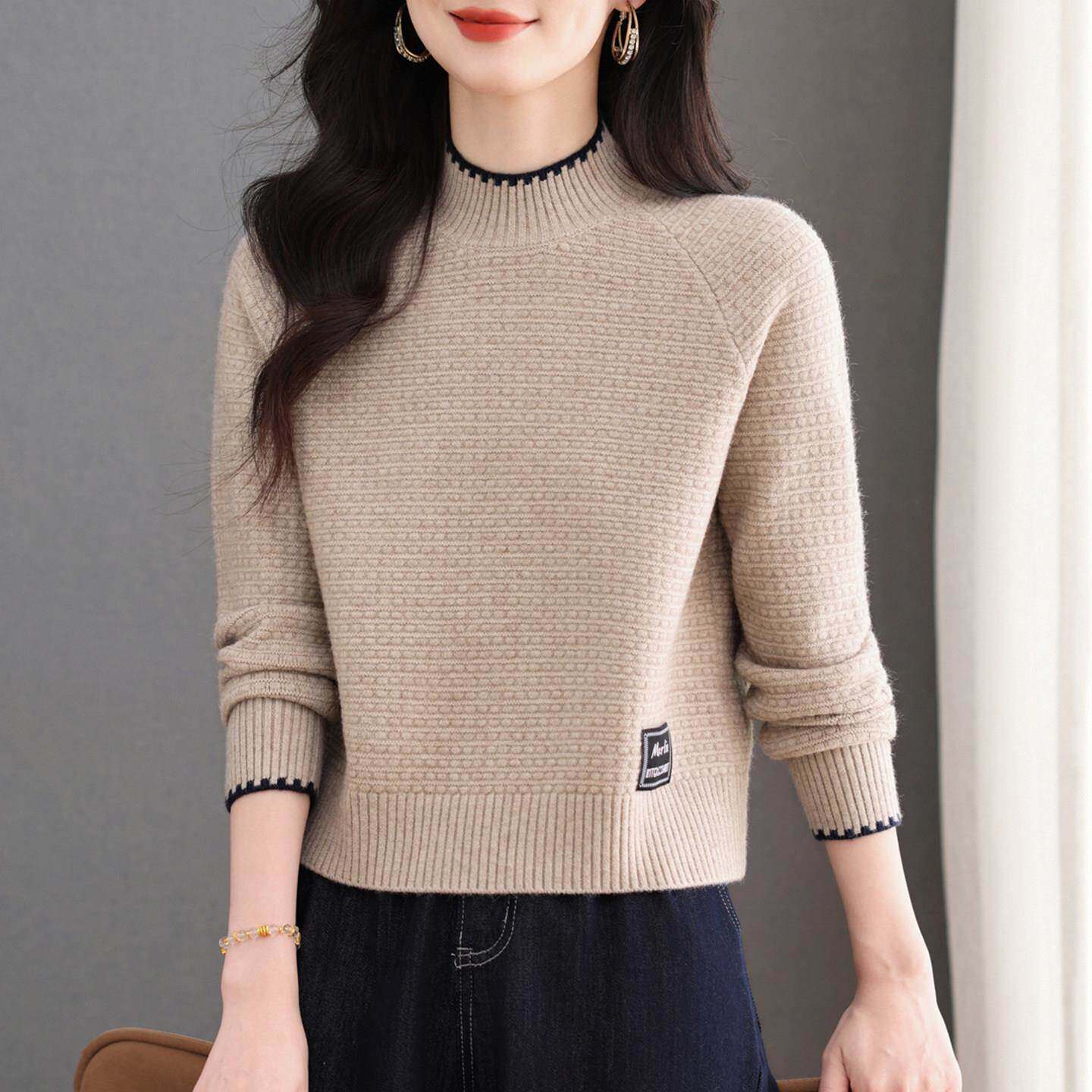 半高领高腰短款毛衣女秋冬2025新款小个子内搭打底衫冬季加厚上衣