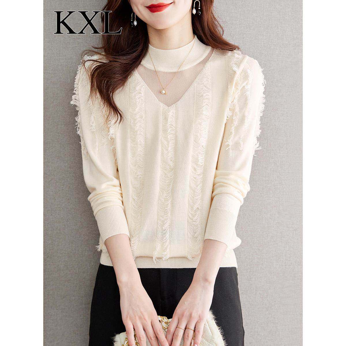 高级感超好看毛衣女春秋冬半高领内搭打底衫新款欧货漂亮针织上衣