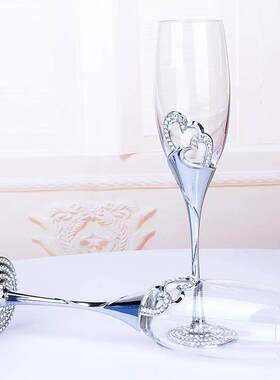 Crystal diamond champagne glass goblet gift box set wedding