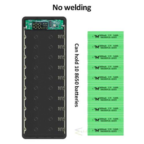 Welding Free 10*18650 Battery Storage Box Dual USB Power Ban