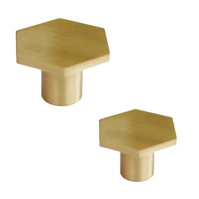 Gold Brass Hexagon Knobs Cabinet Door Handle Drawer Pulls Fu