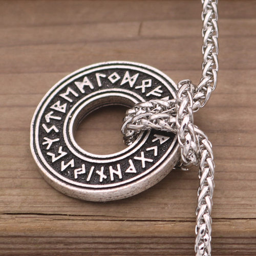 Viking Helmet Rune Coin Necklace Magical Barrier Men's A