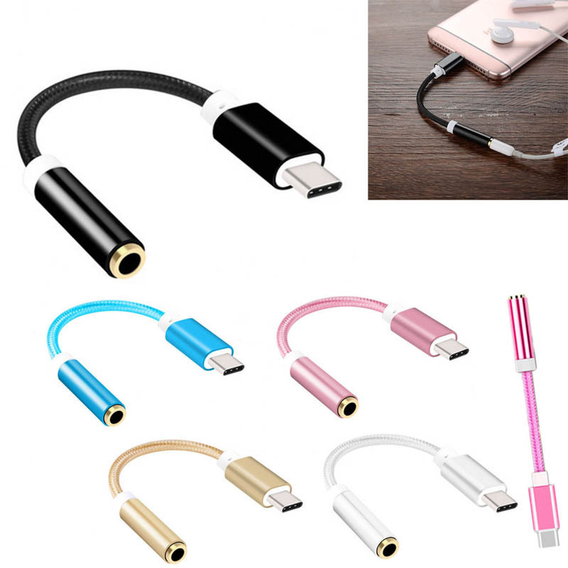 USB3.1 Type C to 3.5 Earphone Cable AC Adapters Male to 3.5