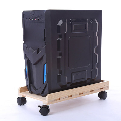 Computer Caster Tower Office Holder Solid Wood Deskto PC Cas