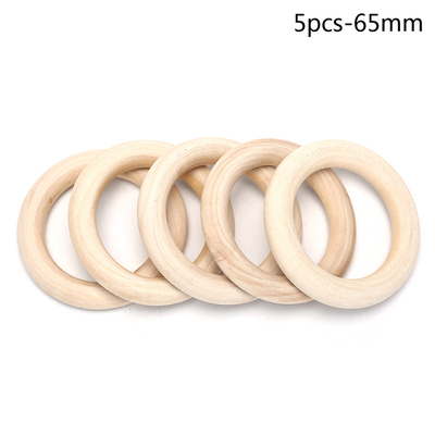 5/10/20/50pcs Natural Wood Teething Beads Wooden Ring Childr