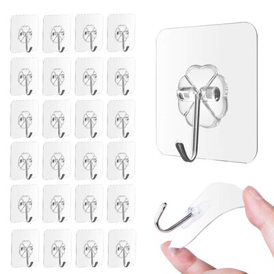 24Pcs Strong Transparent Suction Cup Sucker Wall Hooks Hang
