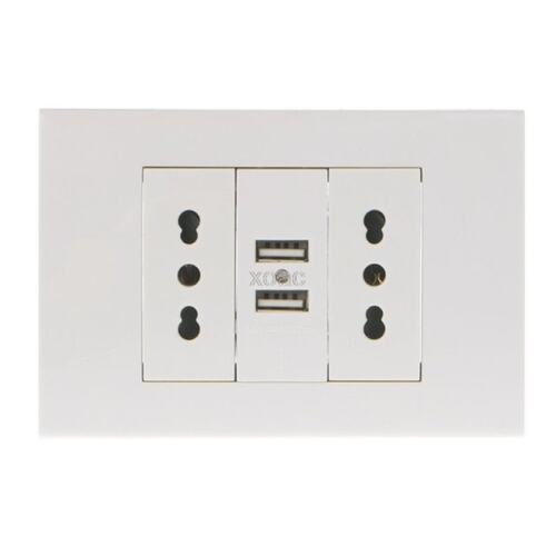 16A Wall\u007FDouble Italian/Chile Plug Power Socket Adapter