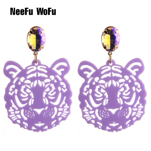 NeeFu WoFu 2020 Drop Tiger Head Earrings Resin Big Earring