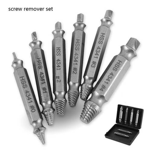 6 PCS Damaged Screw Extractor Drill Bit Set Double Ended Bro